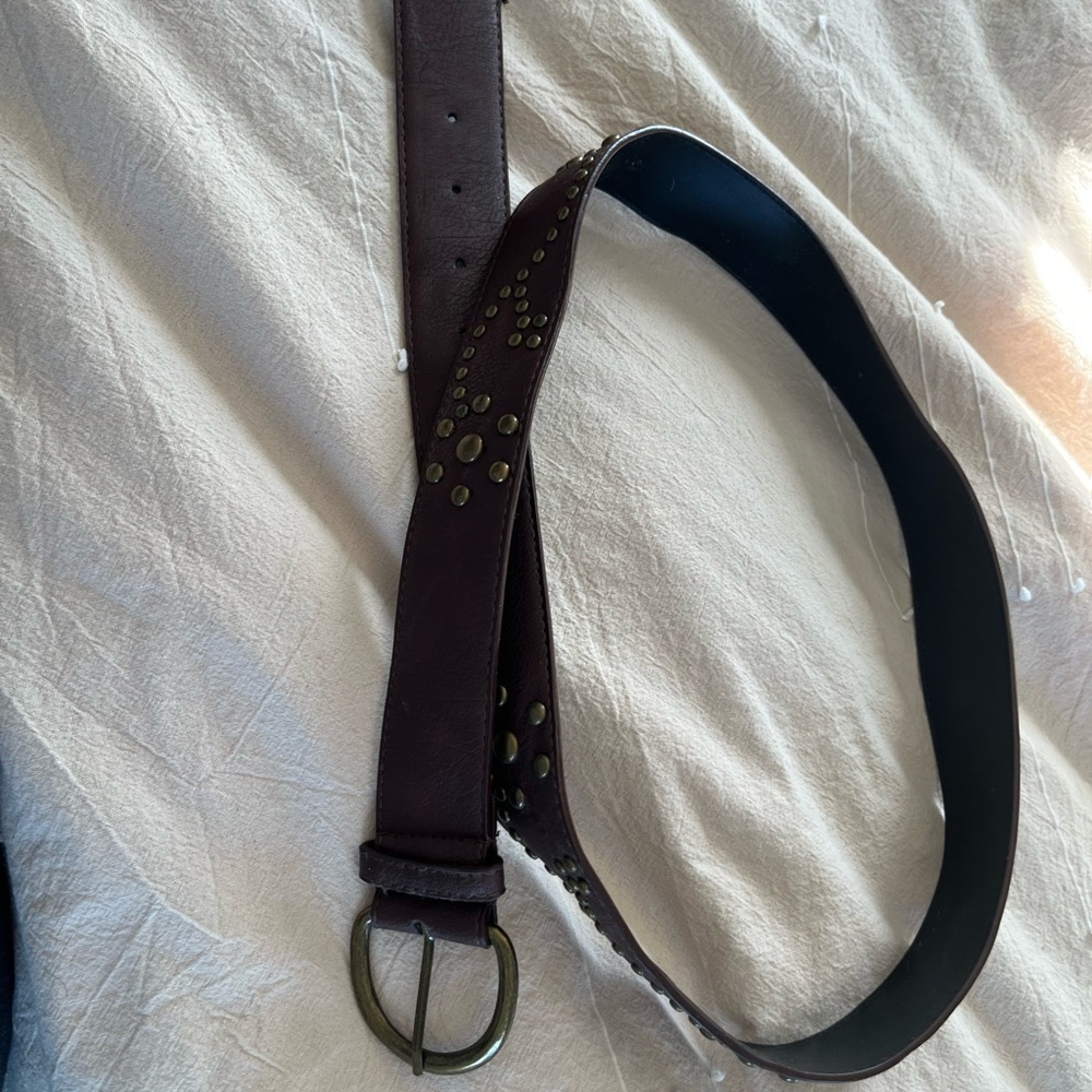 Brown Leather Studded Belt